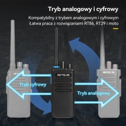 Retevis P1 - radiotelefon UHF DMR zgodna z Moto AES256 10W Superhet