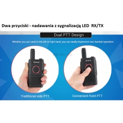 Retevis RT618 ultra lekka krótkofalówka PMR z USB / DUAL-PTT - komplet 2 sztuki