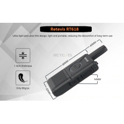 Retevis RT618 ultra lekka krótkofalówka PMR z USB / DUAL-PTT - komplet 2 sztuki